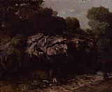 Gustave Courbet Famous Paintings - Rocky Landscape with Figure